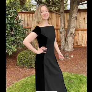 1960s Long Black HANNAH TROY Evening Dress, Statuesque Long Gown Dress size 6/8